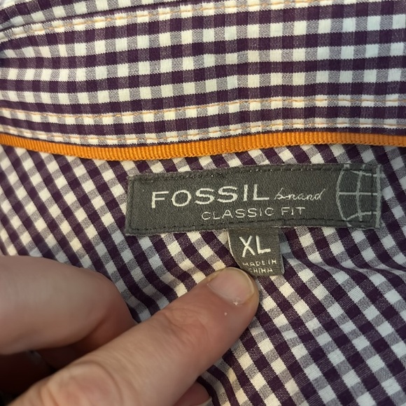 Fossil men’s purple gingham long sleeve button down shirt size XL - Picture 7 of 9